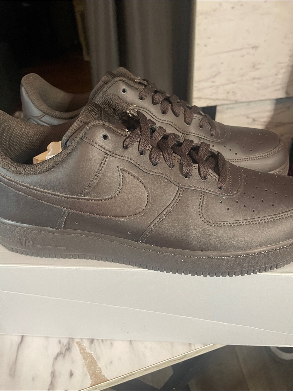 Nike Velvet Brown  Leather Low-Top Sneakers